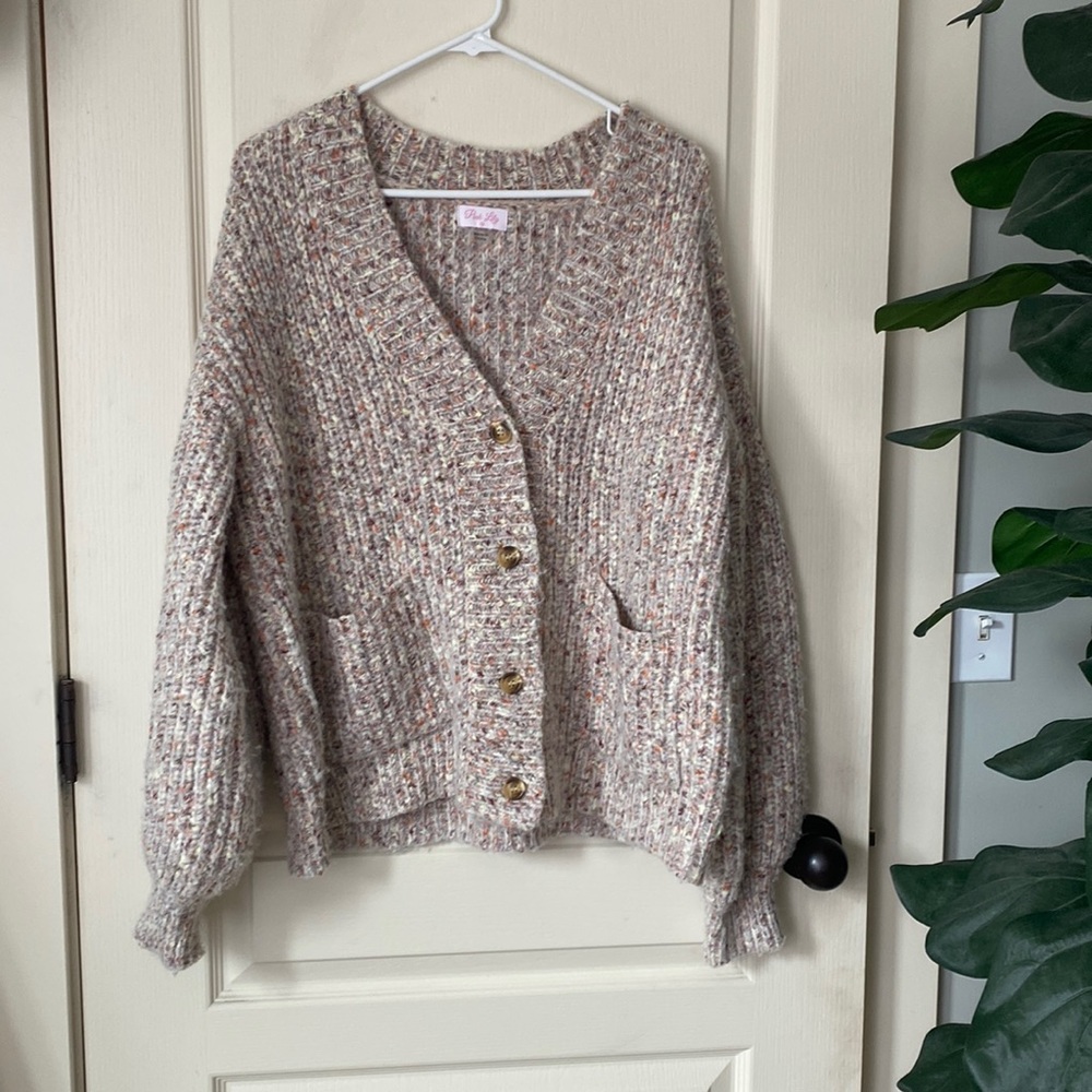 Pink Lily Oversized Cardigan